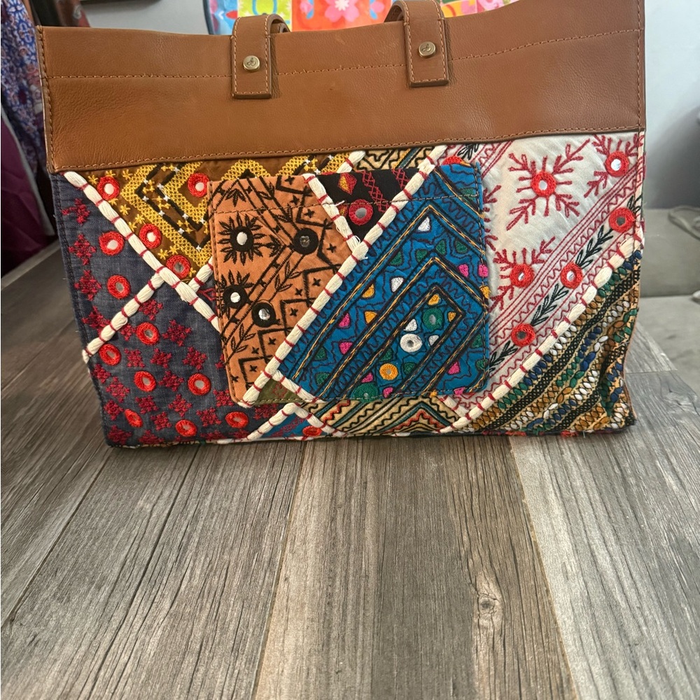 Sam Edelman Multicolor Patchwork Tote With Brown … - image 2